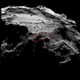 Comet 67P, with the Abydos region circled in red, as seen by Rosetta on December 13th, 2014 from a distance of 20 km. From this distance, Philae would only be about 3 pixels across. Image: ESA/Rosetta/MPS for OSIRIS Team MPS/UPD/LAM/IAA/SSO/INTA/UPM/DASP/IDA